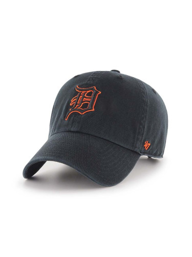 Памучна шапка с козирка 47 brand MLB Detroit Tigers в черно с апликация B-RGW09GWSNL-BKC