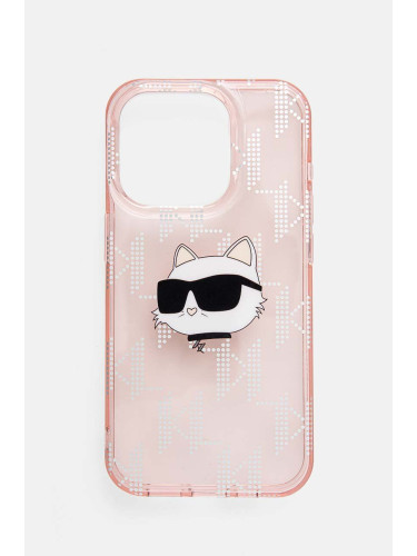 Кейс за телефон Karl Lagerfeld iPhone 15 Pro 6.1 в розово KLHCP15LHKLPCHP