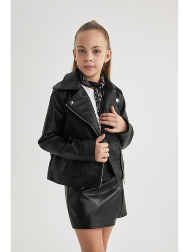 DEFACTO Girl's Water Repellent Jacket Collar Coat