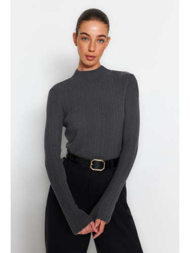 Trendyol Anthracite Stand-up Collar Knitwear Sweater