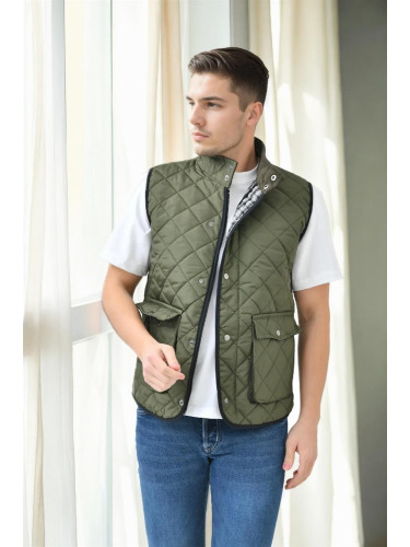 83925 Dewberry Mens Vest with Side Pockets-Khaki