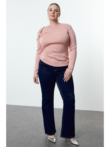 Trendyol Curve Pink Neck Gather Detailed Fine Knitwear Sweater