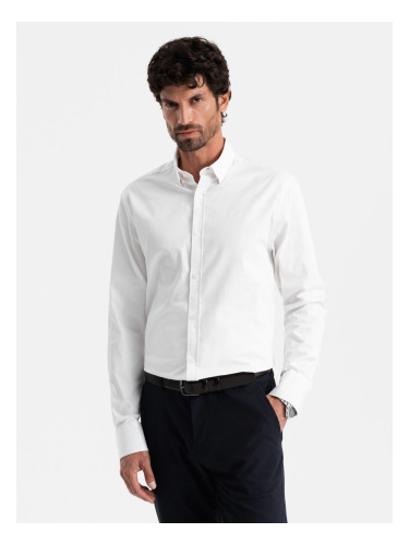 Ombre Classic men's SLIM FIT shirt in satin fabric - white