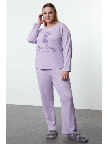 Trendyol Curve Lila Lola Bunny Licensed Knitted Pajama Set