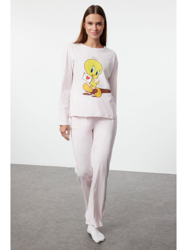 Trendyol Tweety Licensed Pink 100% Cotton Knitted Pajama Set