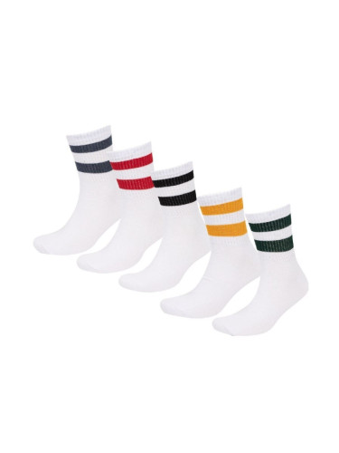 DEFACTO Men's Comfortable Elastic 5-Piece Cotton Circle Patterned Socks