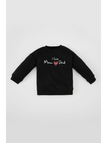 DEFACTO DFC - Baby Girl Crew Neck Printed Thick Sweatshirt