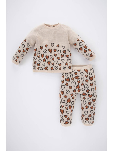 DEFACTO Baby Girl Leopard Pattern Sweater Bottom 2-Pack Set