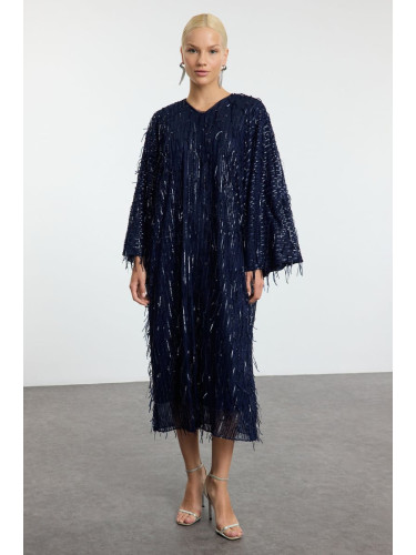 Trendyol Navy Blue Sequined Woven Evening Dress