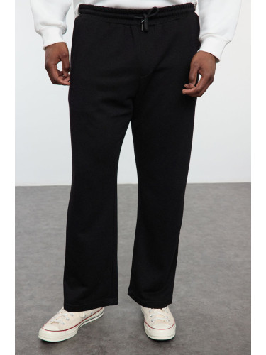 Trendyol Black Straight Fit Basic Plus Size Sweatpants