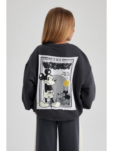 DEFACTO Girls Disney Mickey & Minnie Oversize Fit Crew Neck Sweatshirt