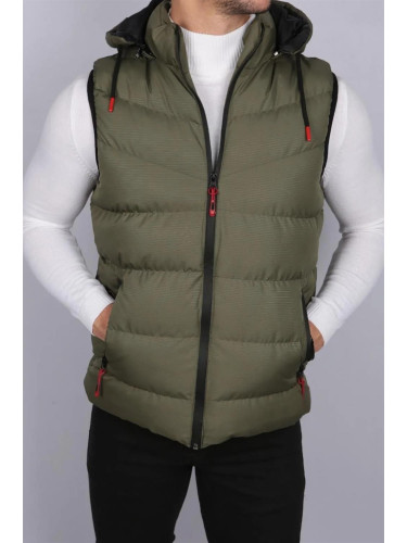 16683 Dewberry Hooded Mens Vest-Khaki