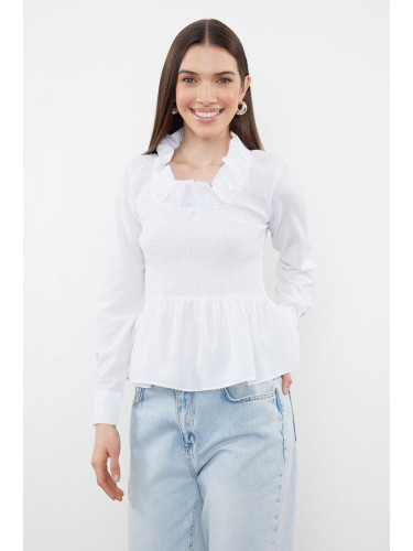 Trendyol Ecru Ruffled Gimped Woven Blouse