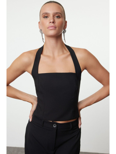 Trendyol Black Crop Woven Blouse