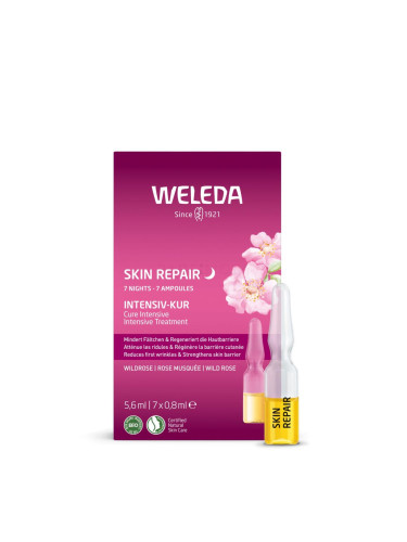 Weleda Wild Rose 7 Nights Intensive Treatment Серум за лице за жени 7x0,8 ml