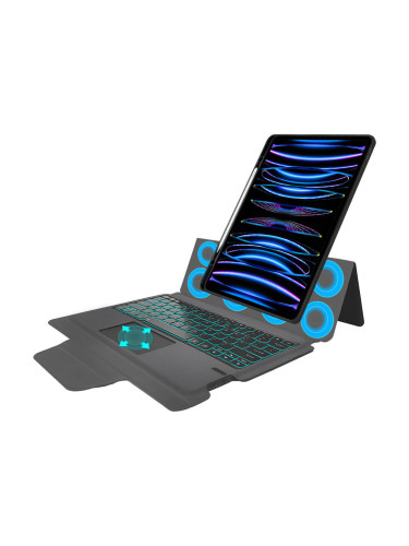 Techsuit KeyTab Pro RGB Wireless Touchpad Keyboard Case - полиуретанов калъф, клавиатура, тракпад и поставка за iPad Pro 12.9 M2 (2022), iPad Pro 12.9