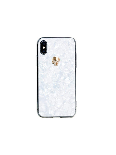 Bling My Thing TPU Treasure Gold Skull Swarovski - силиконов (TPU) калъф с череп от кристали Сваровски за iPhone XS, iPhone X (бял)