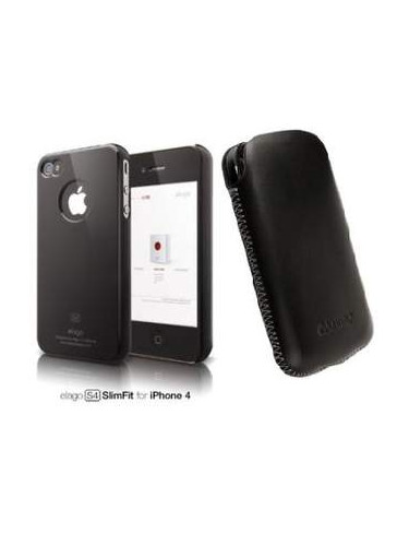 Krusell DONSö + Elago S4 - кожен калъф и твърд кейс за iPhone 4/4S (черен)