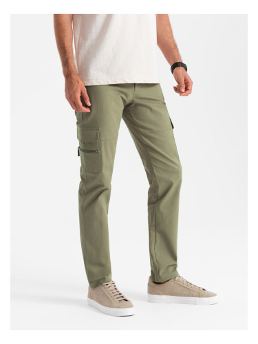 Ombre Men's STRAIGHT LEG cargo pants with zippered pockets - olive