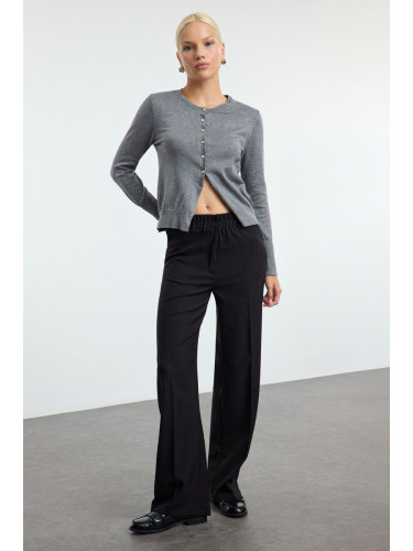 Trendyol Black Elastic Waist Straight Cut Woven Trousers