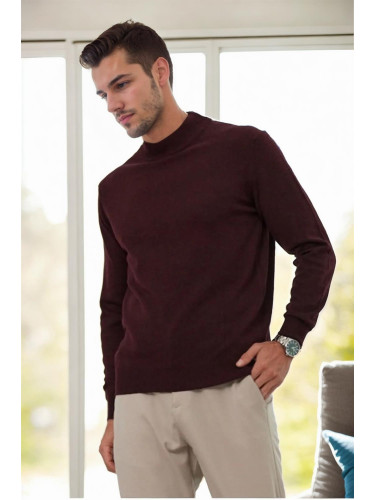 64721 Dewberry Half Turtleneck Woolen Mens Knit Sweater-BORDEAUX