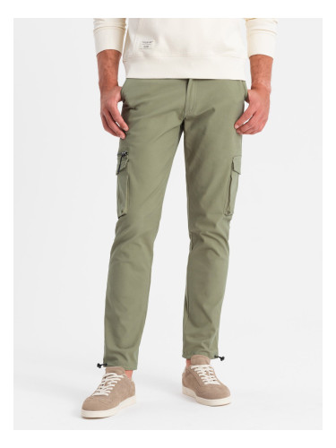 Ombre Men's STRAIGHT LEG cargo pants with triangle pocket pin - olive