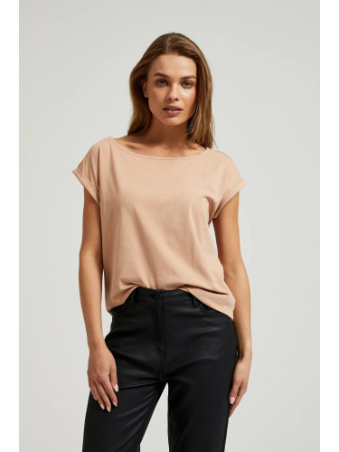 Beige T-shirt with a round neckline