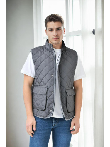 83925 Dewberry Mens Vest with Side Pockets-GREY