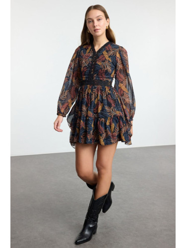 Trendyol Multicolored Floral Waist Open Mini Lined Woven Dress