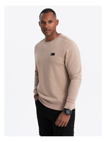 Ombre Men's non-stretch sweatshirt with metal pin - beige