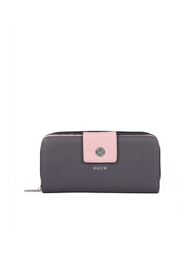 Vuch Голям дамски портфейл с цип сиво-розов Huntress
