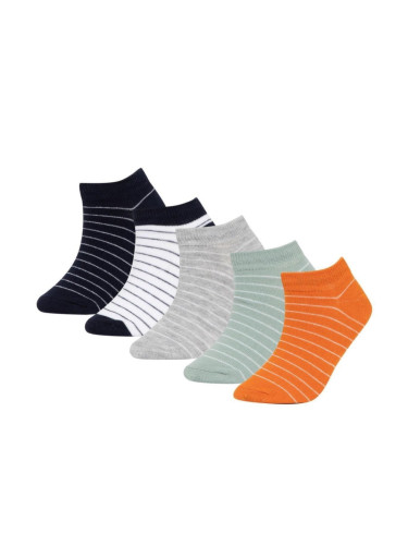 DEFACTO Boy's 5-Piece Cotton Striped Booties Socks