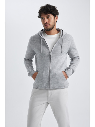 DEFACTO Standard Fit Hooded Knitwear Cardigan