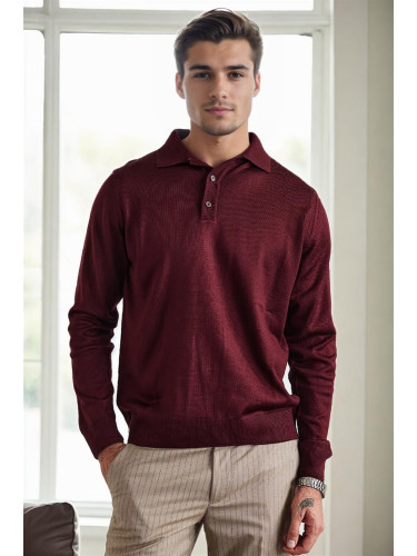 28296 Dewberry Polo Neck Mens Knit Sweater-BURGUNDY