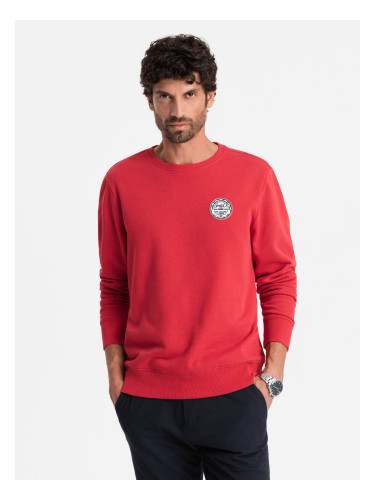 Ombre Men's non-stretch sweatshirt with college style patch - red