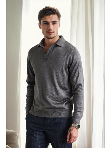 28296 Dewberry Polo Neck Mens Knit Sweater-ANTHRACITE