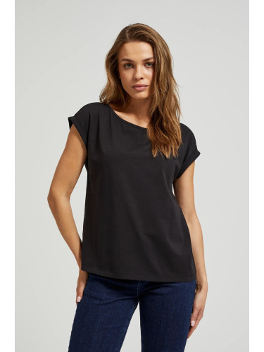 T-shirt with round neckline, black