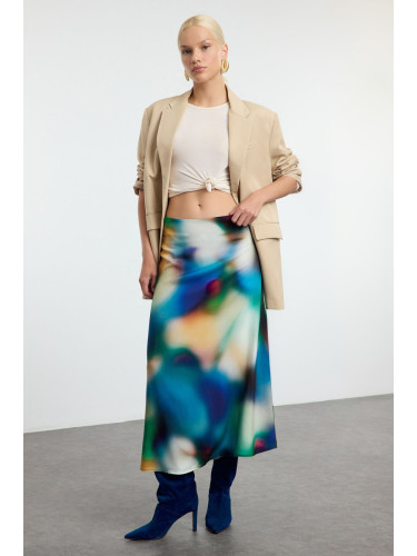 Trendyol Multicolored Patterned Viscose Fabric Midi Woven Skirt