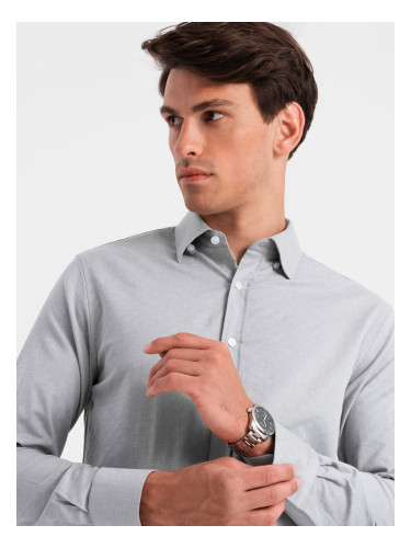 Ombre Men's SLIM FIT shirt in decorative fabric - gray