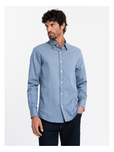 Ombre Men's SLIM FIT shirt in decorative fabric - blue