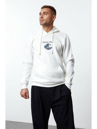 Trendyol Ecru Hokusai License Uniex Regular/Normal Cut Sweatshirt