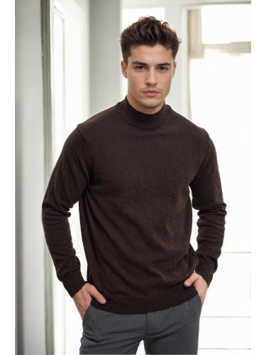 64721 Dewberry Half Turtleneck Woolen Mens Knit Sweater-COFFEE