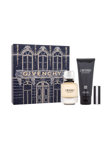 Givenchy L'Interdit Подаръчен комплект EDP 50 ml + лосион за тяло 75 ml + червило Le Rouge Interdit Intense Silk 1,5 g 333