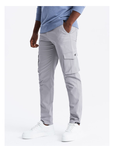 Ombre Men's STRAIGHT LEG cargo pants with triangle pocket pin - gray