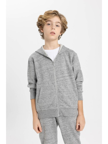 DEFACTO Boy's Hooded Zippered Sweatshirt