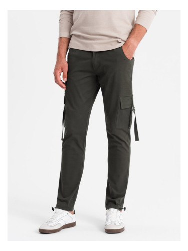 Ombre Men's STRAIGHT LEG cargo pants with striped pockets - graphite