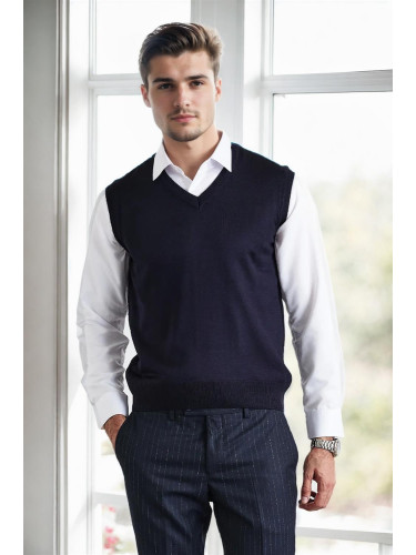 90829 Dewberry V Neck Sleeveless Knit Mens Sweater-NAVY BLUE