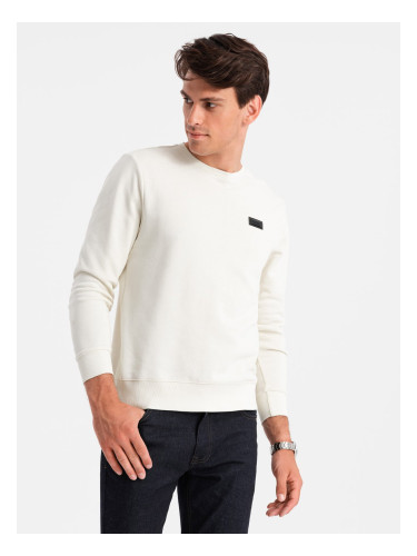 Ombre Men's non-stretch sweatshirt with metal pin - cream