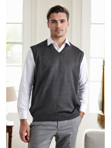 90829 Dewberry V Neck Sleeveless Knit Mens Sweater-DARK GREY