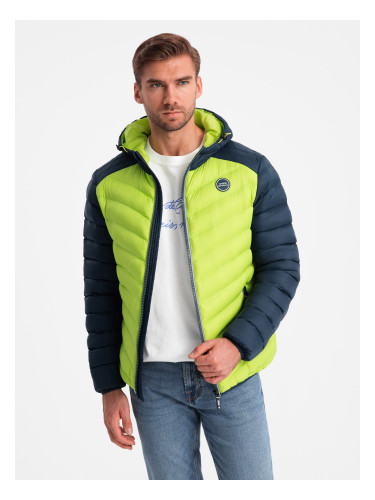 Ombre Men's quilted nylon sports style jacket - lime green